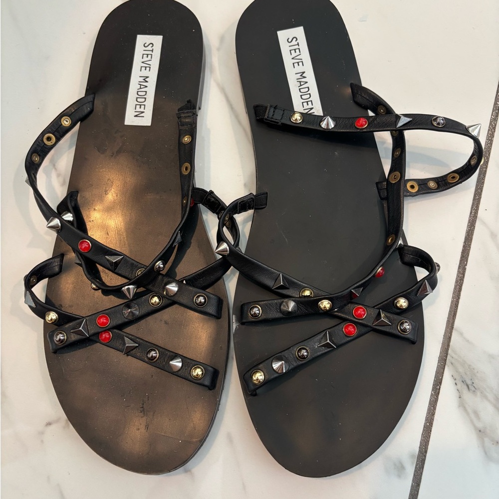 Steve Madden Black and Red Strappy Sandals